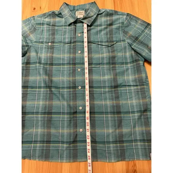 LL Bean Mens Short Sleeve Button Down Shirt Large - Picture 3 of 6